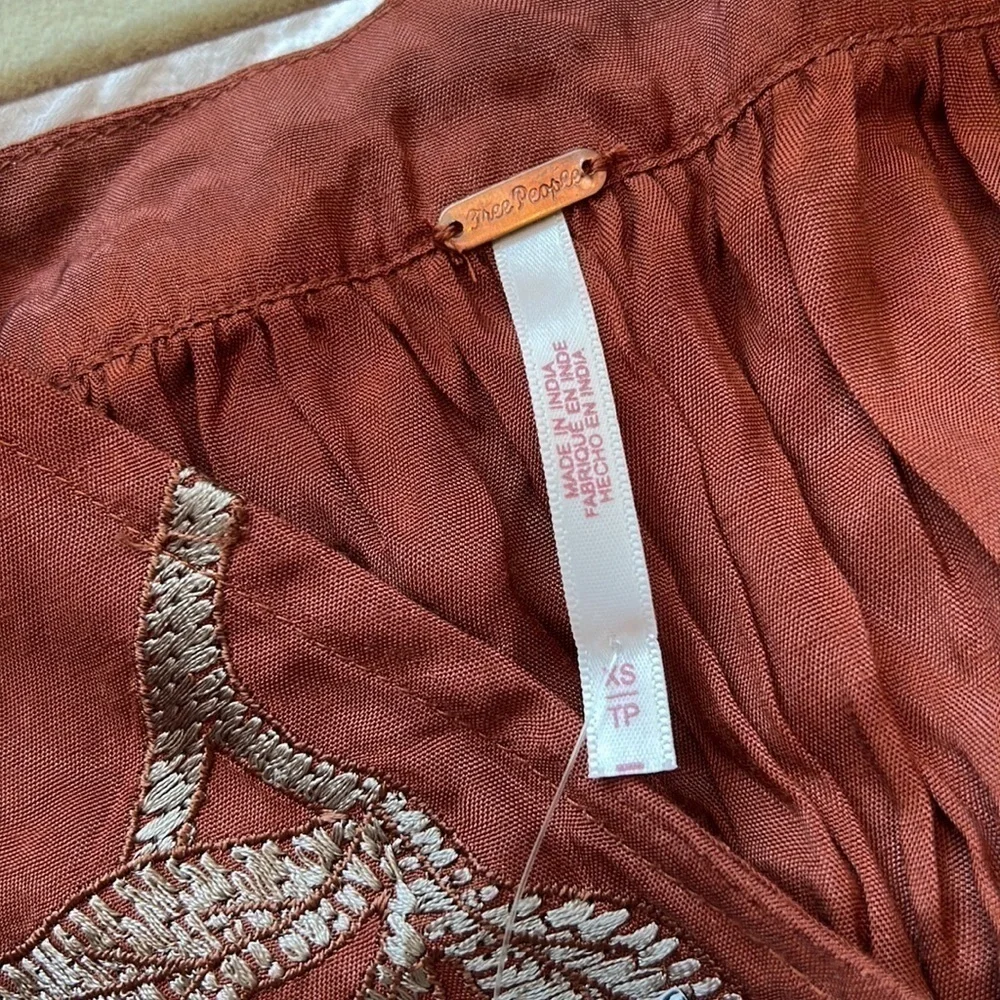 Free People Sahara Embroidered Top In Rust Combo Size XS